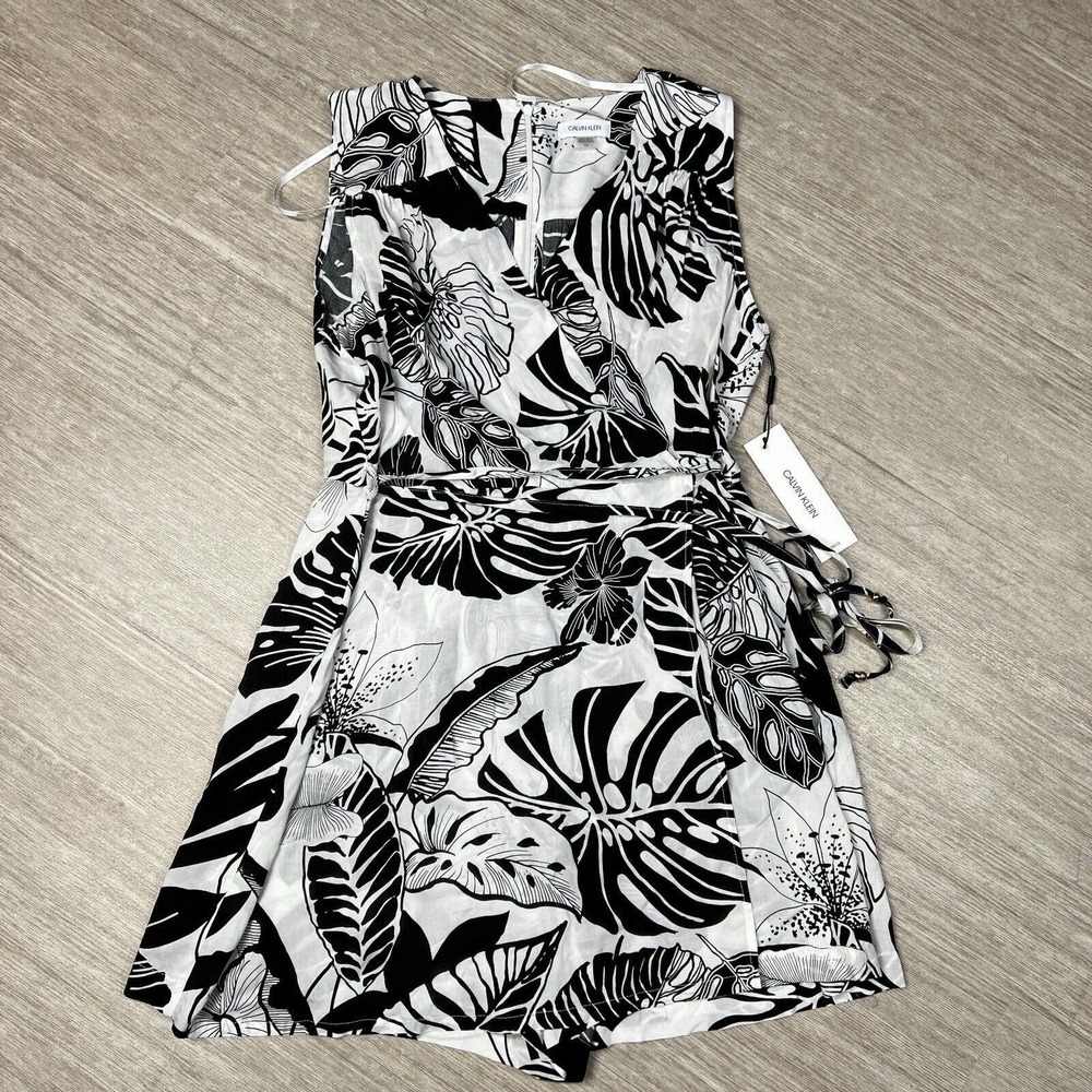 Calvin Klein Women's Skirt Romper NWT Wrap Mini 100% Rayon SZ 12 Floral MSRP $99